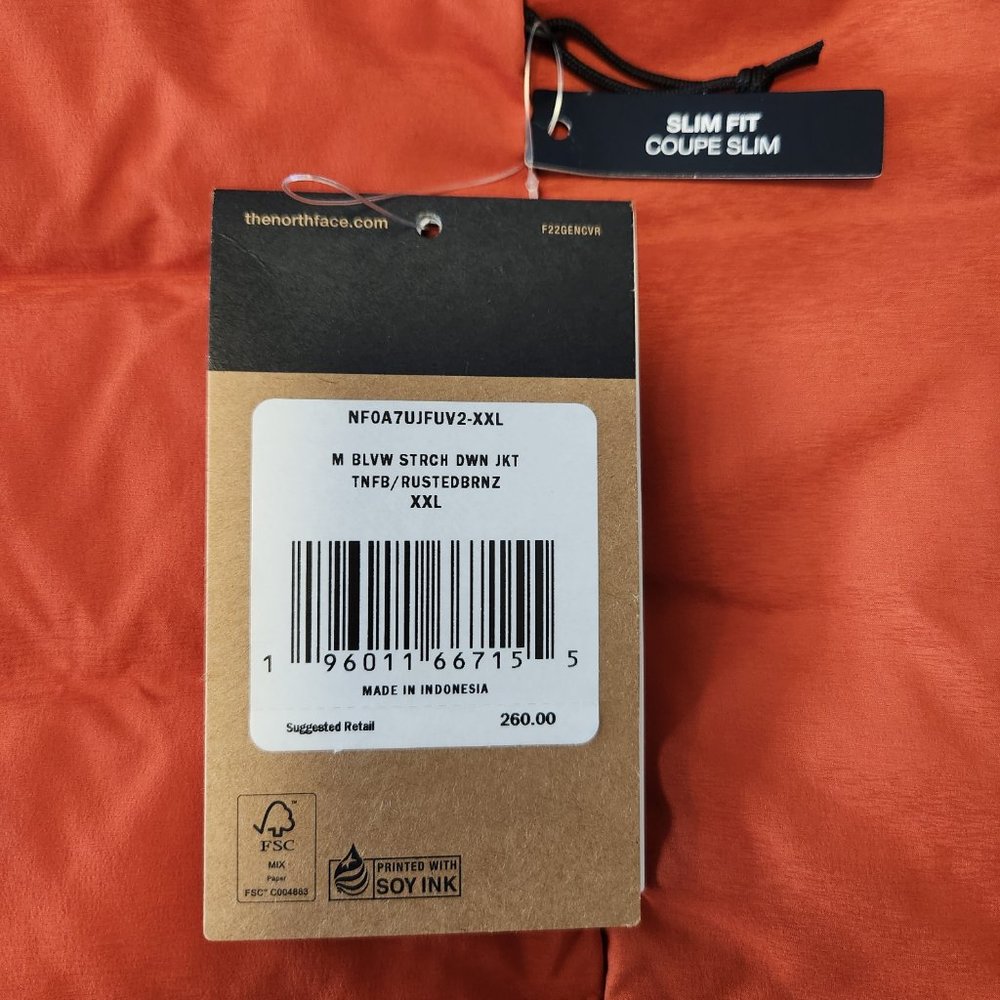 The North Face Belleview Stretch Down Puffer Jacket Mens XXL Black Rusted Bronze - Picture 3 of 6